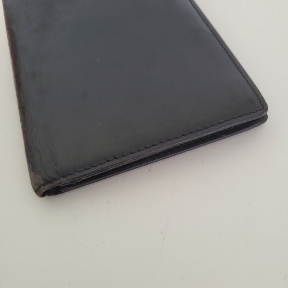 Dunhill Designer Checkbook Card Slim Bill Holder Wallet Black Bifold Leather - Picture 7 of 8